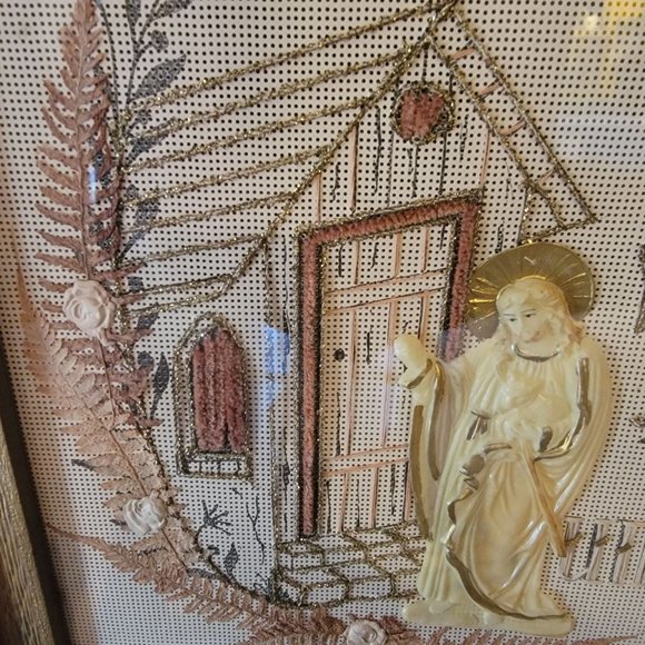 Vintage German Bible Verse Handicraft Framed Art Piece - Picture 3 of 5